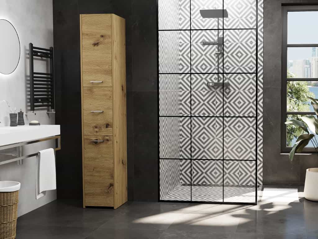 Kúpeľňový stĺp so skriňou a policami artisan 30 x 170 cm - L23