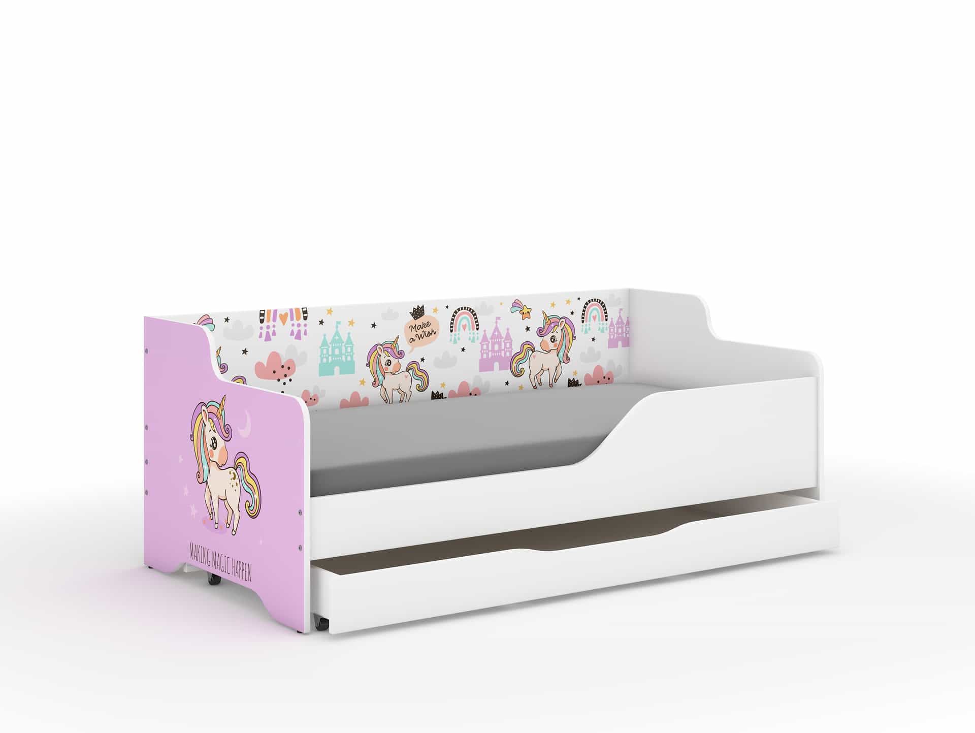 Detská posteľ LILU 160x80 JEDNOROŽEC RÚŽOVÝ -komplet