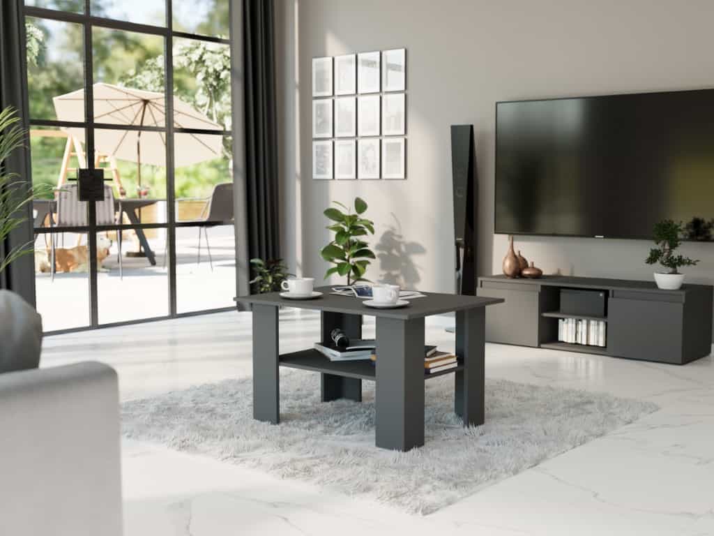 Malý obdĺžnikový konferenčný stolík Antracit 55 x 60 x 80 cm Modern A1