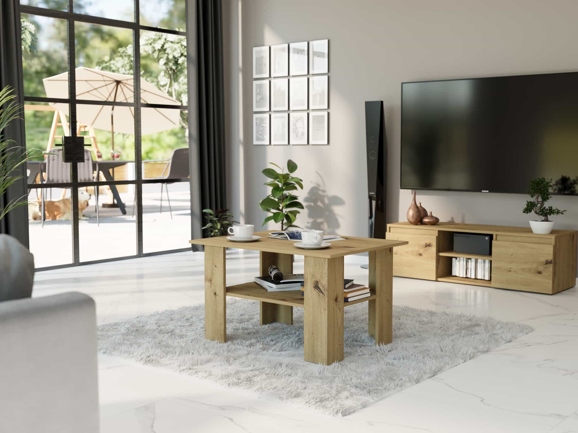 Malý obdĺžnikový konferenčný stolík dub artisan 55 x 60 x 80 cm Modern A1