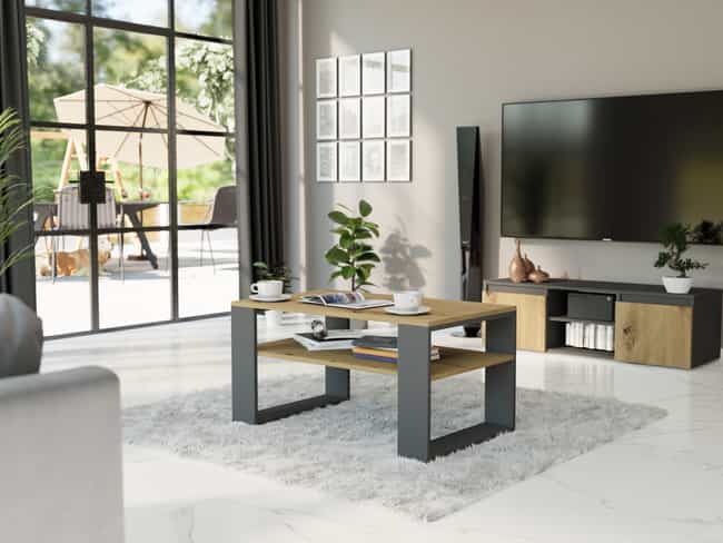 Kávový stolík s policou loft 58 x 90 x 53 cm - modern A5