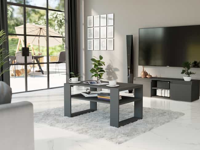 Kávový stolík antracit s policou 58 x 90 x 53 cm - modern A5