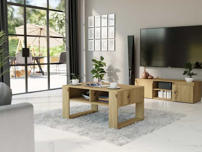 Obdĺžnikový konferenčný stolík dub artisan 58 x 90 x 53 cm - modern A6