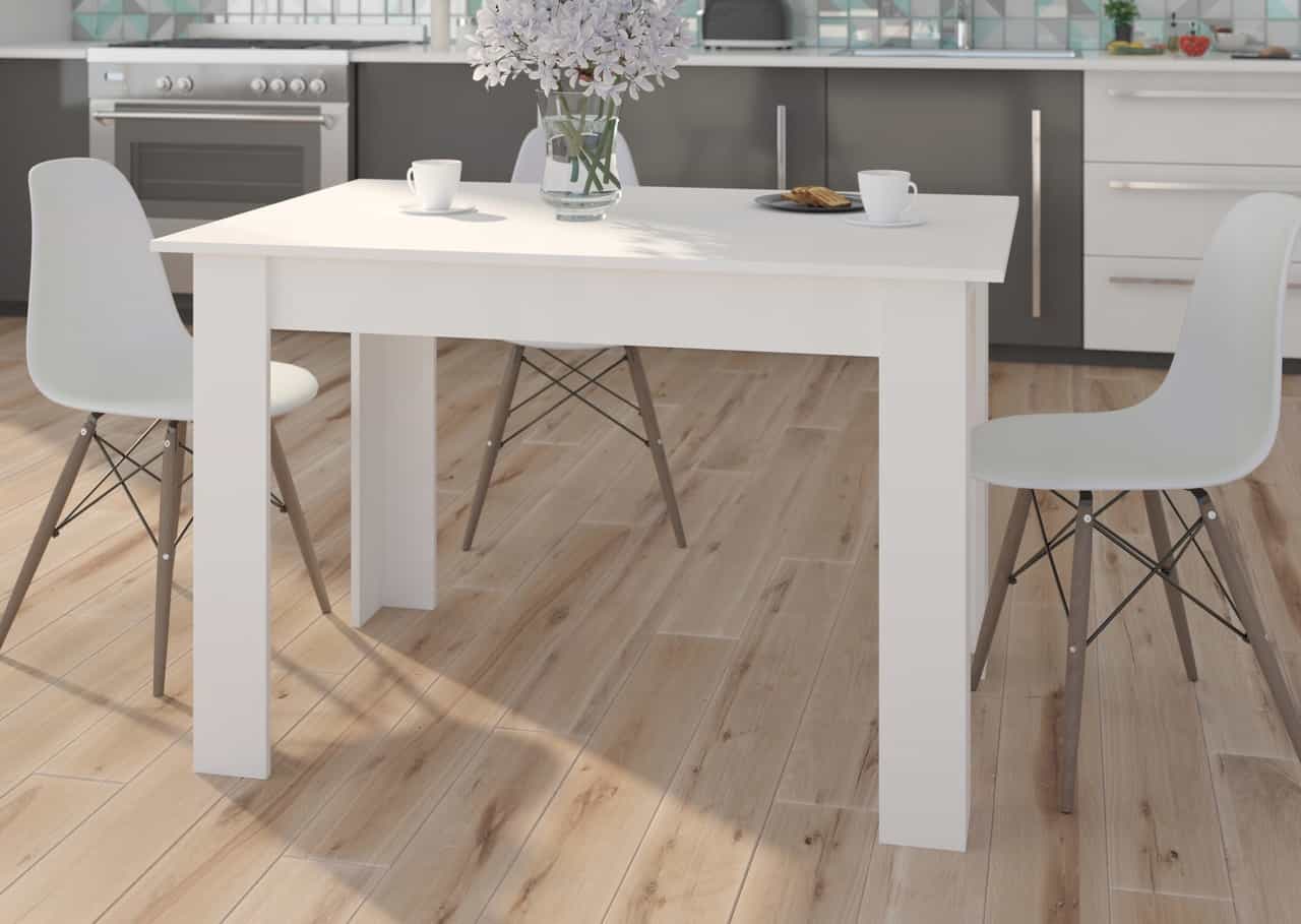 Jedálenský stôl pre 4 osoby biely 120 x 80 x 75 cm - modern A3