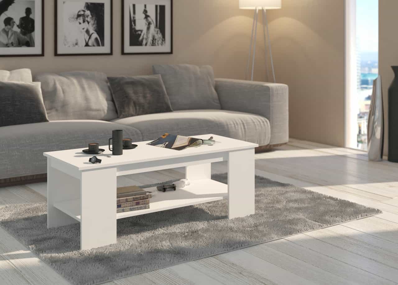 Biela konferenčný stolík do obývačky 45 x 120 x 50 cm - modern A4