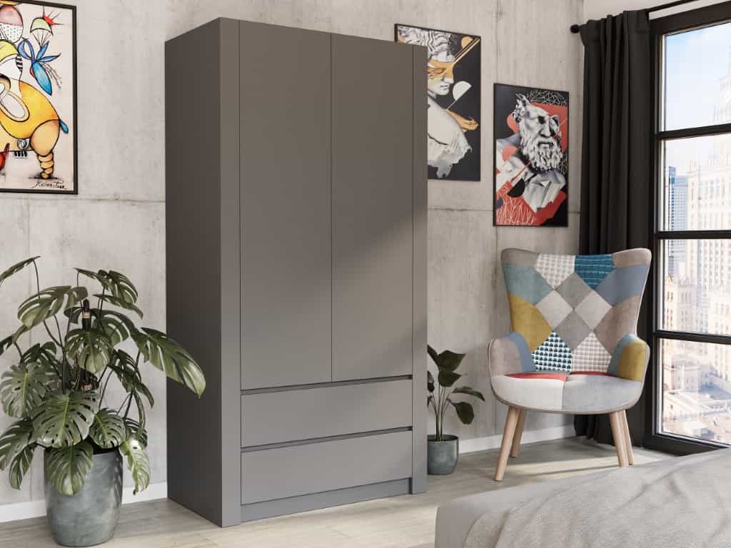 Dvojdverová skriňa antracit 180 x 90 x 55 cm - modern B20