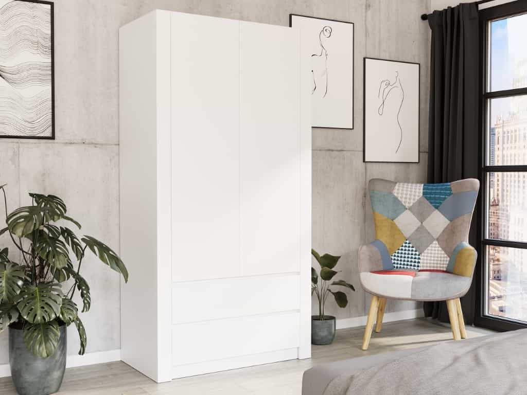 Biela dvojdverová skriňa 180 x 90 x 55 cm - modern B20