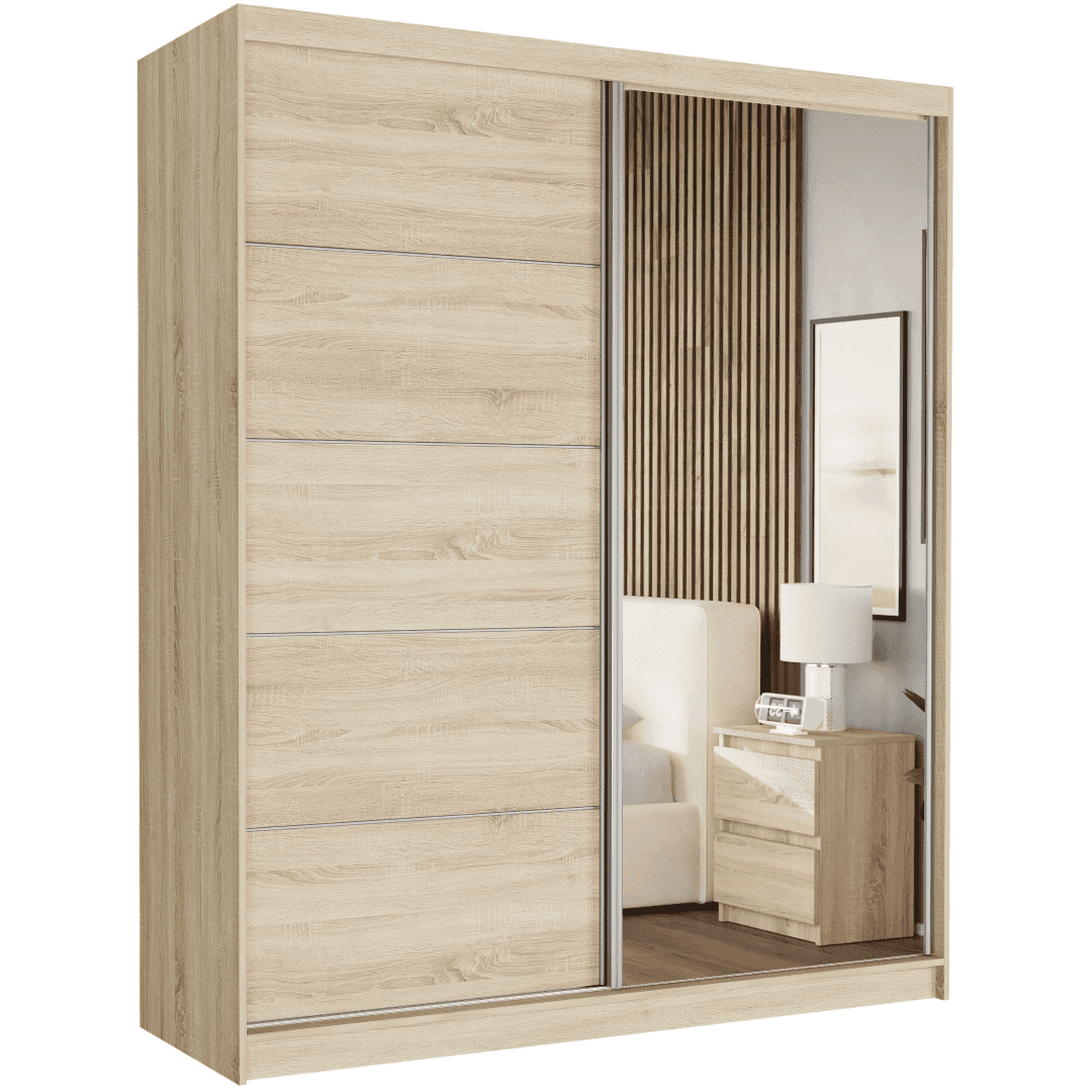 Posuvná skriňa do spálne 183 x 218 x 60 cm dub sonoma - LUNA I