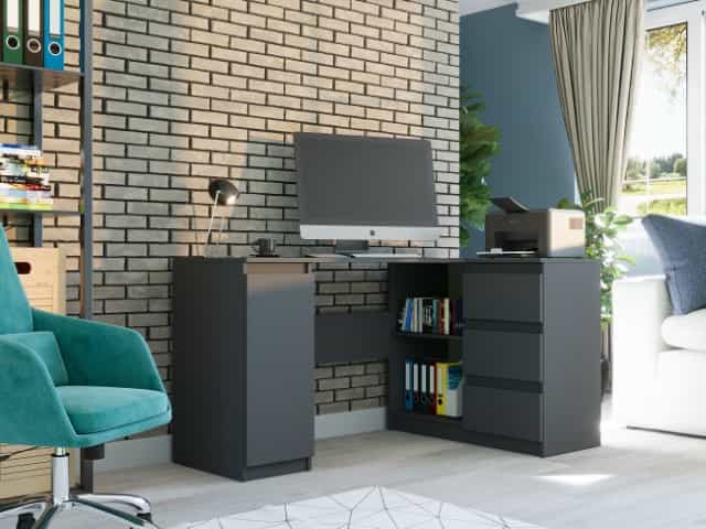 Rohový stôl pravý antracit 150 x 87 cm Modern N12