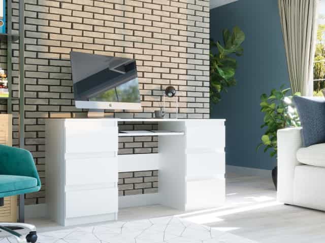 Písací stôl s zásuvkami po oboch stranách biely - 140 x 50 cm Modern N32