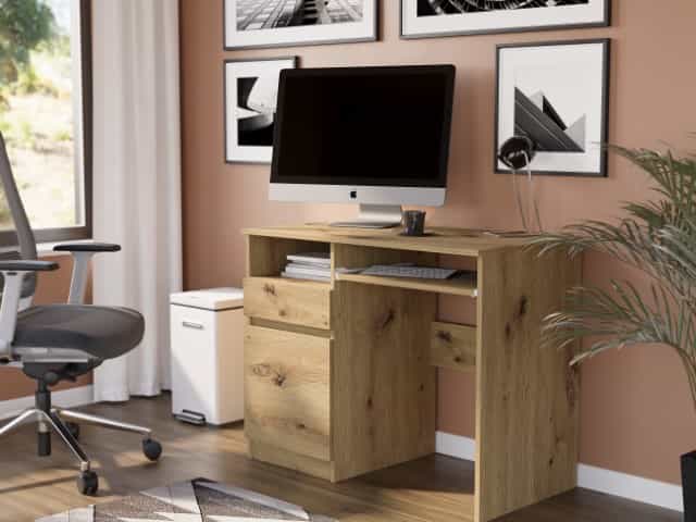 Písací stôl z dreva dub Artisan na laptop a tlačiareň, ľavý 50 x 96 cm - N35L