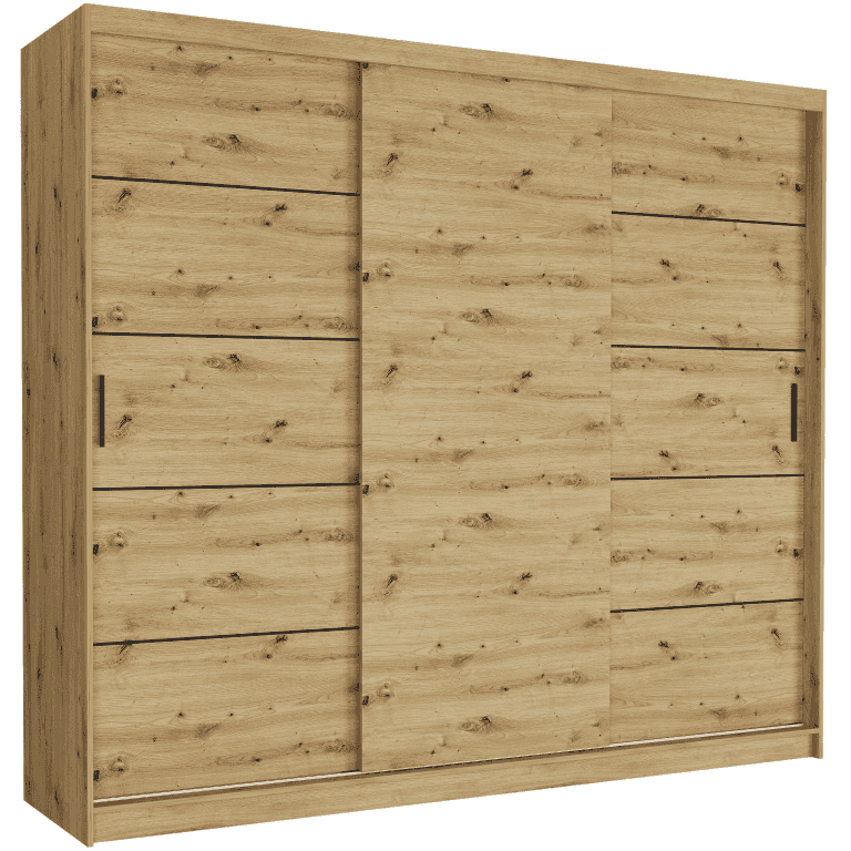 Posuvná skriňa Norvio IV 250 cm artisan 3-dverová artisan čierne priečky