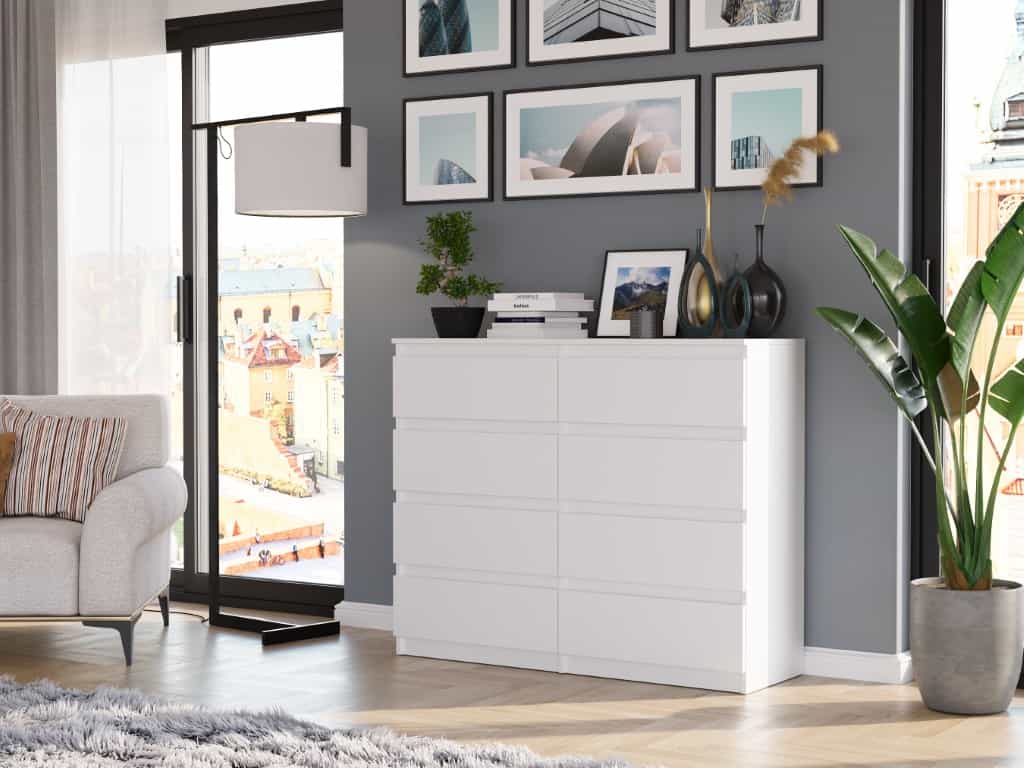 Mladistvá komoda so zásuvkami - biela, 120 x 40 cm (modern R120S8)
