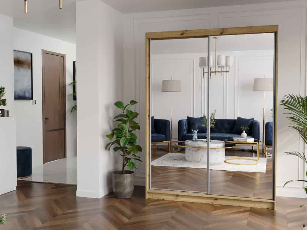 Posuvná skriňa Rivano II 150 cm artisan s 2 zrkadlami 2-dverová