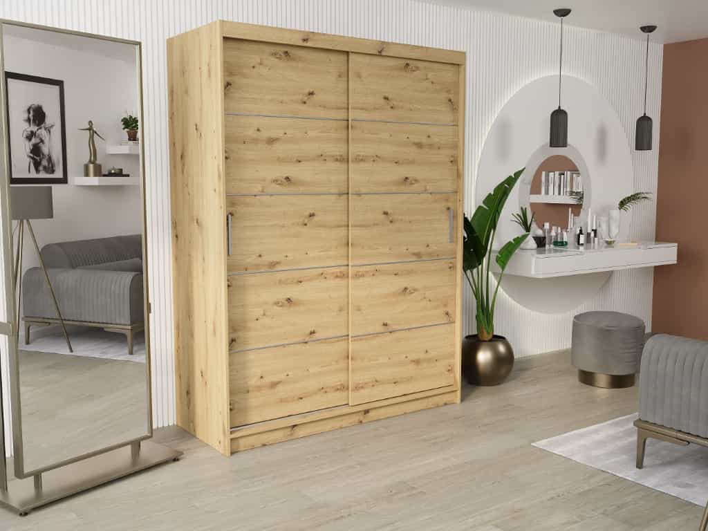 Posuvná skriňa Rivano IV 150 cm artisan 2-dverová artisan strieborné priečky