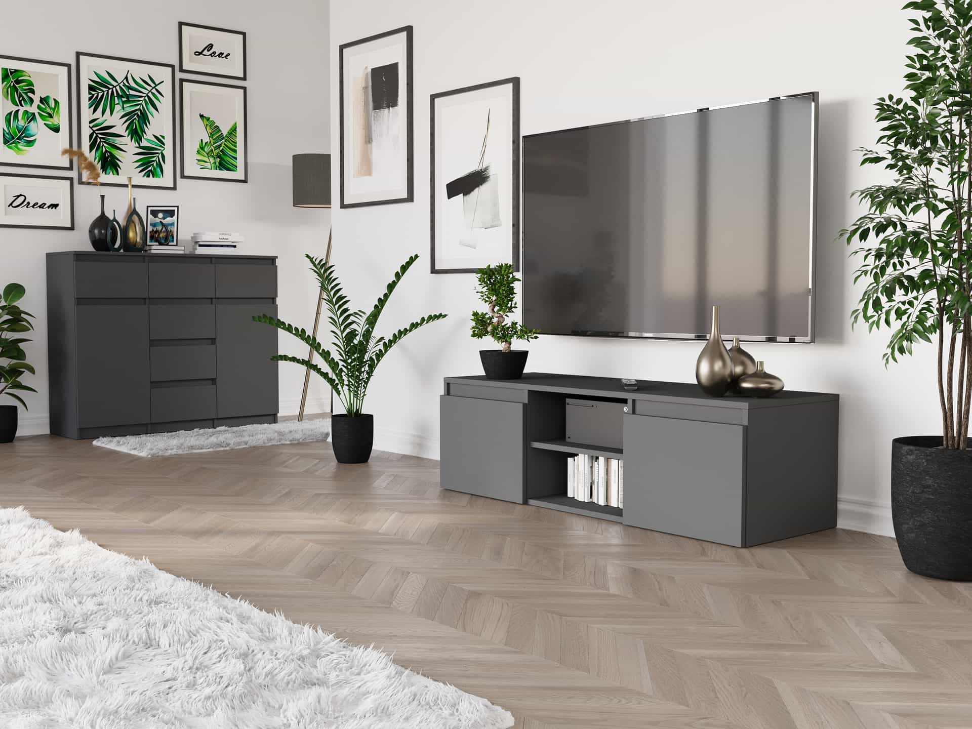 Stojaca RTV skrinka lacna antracit 40 x 120 cm