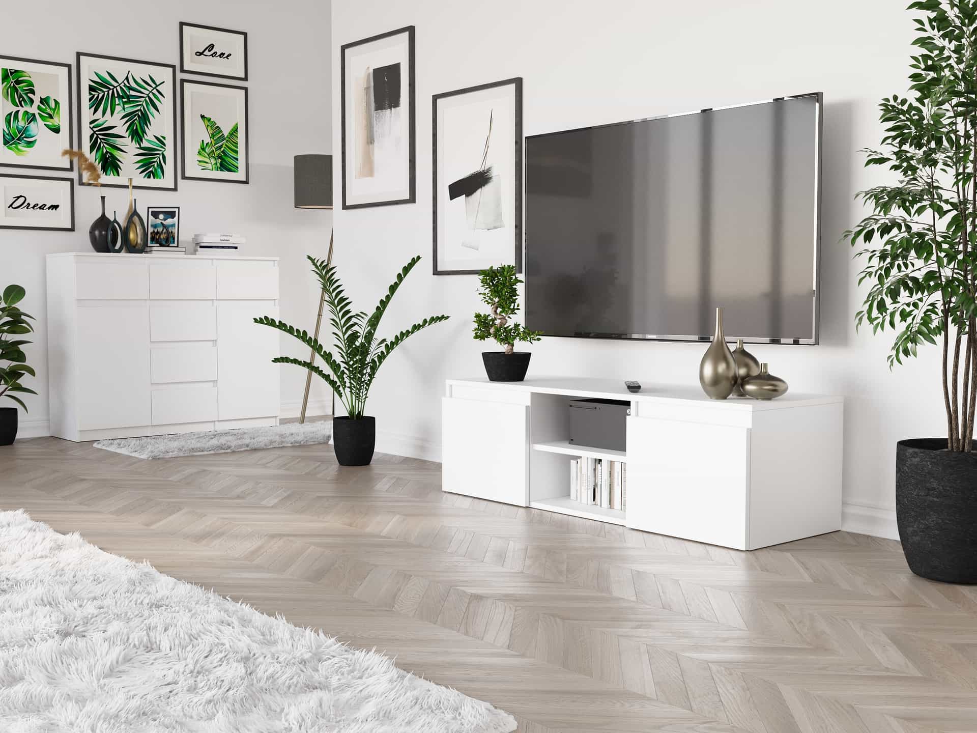 TV skrinka Lacná Biela 120 x 40 x 36 cm - Modern RTV
