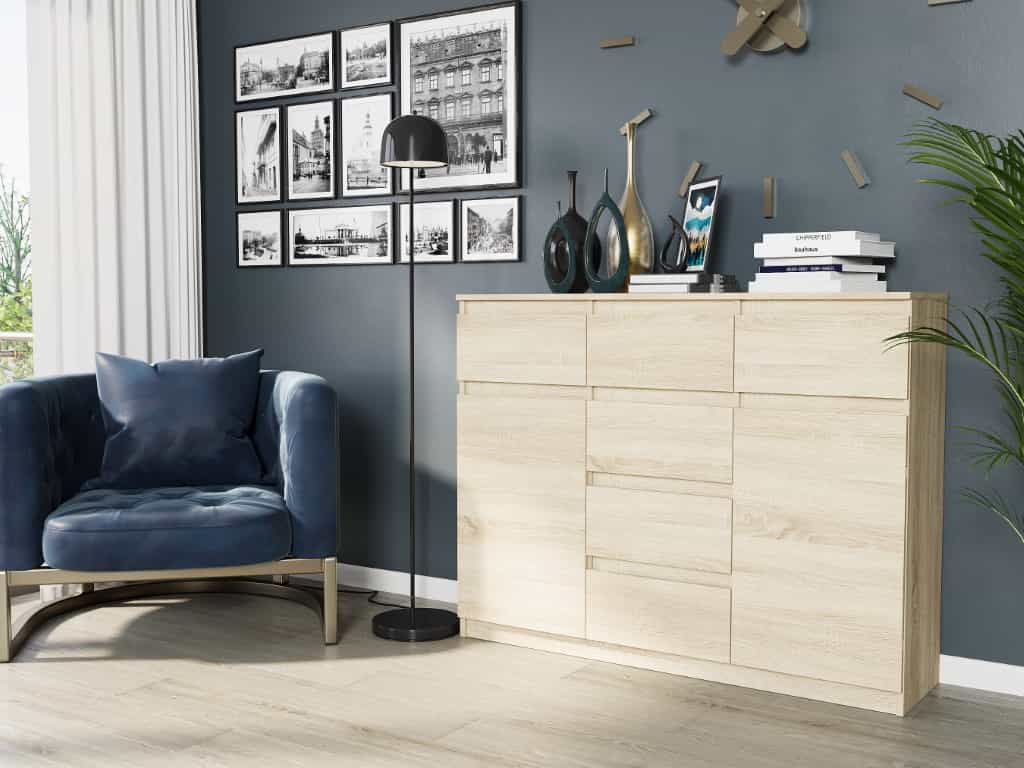 Komoda do kúpeľne s zásuvkami, skrinkami a policami Sonoma 120 x 40 x 98 cm Modern S62D