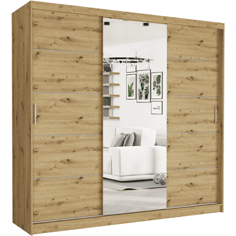 Posuvná skriňa 230 so zrkadlom dub artisan 233 x 218 x 60 cm - SELVIO I