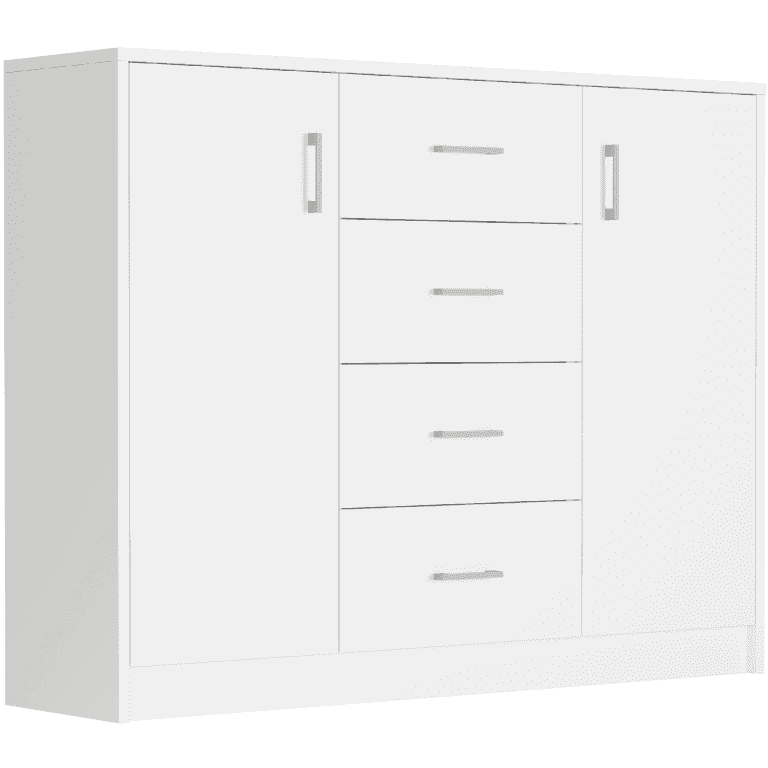 Komoda pod televízor s zásuvkami a skrinkami biela 110 x 35 x 85 cm - Modern U1