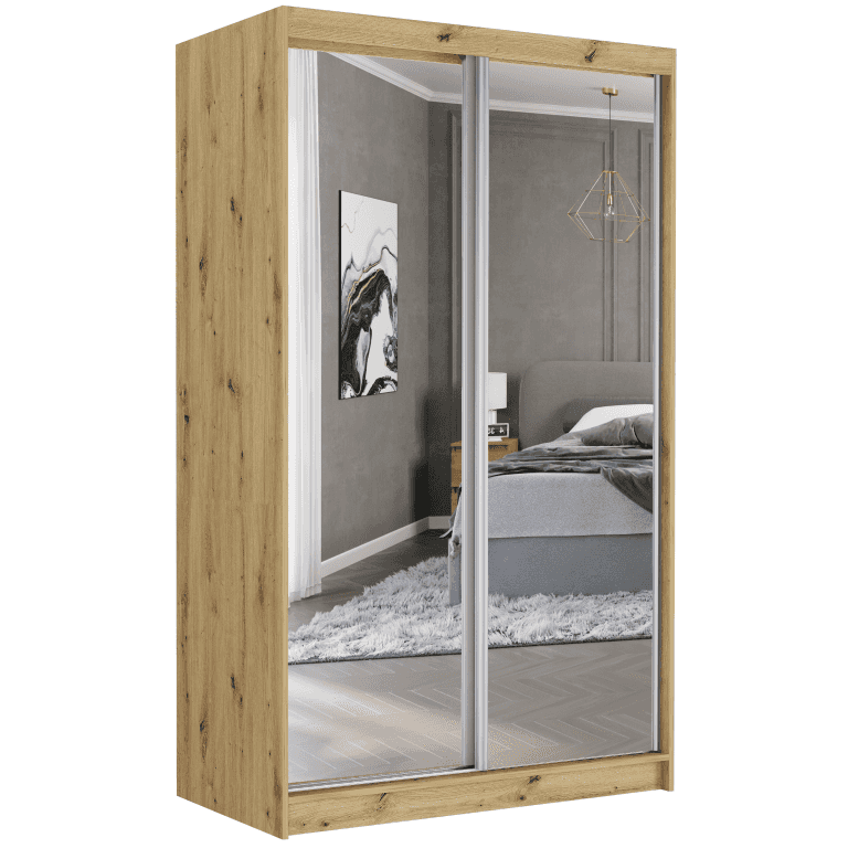Posuvná skriňa Vega II 120 cm artisan s 2 zrkadlami 2-dverová