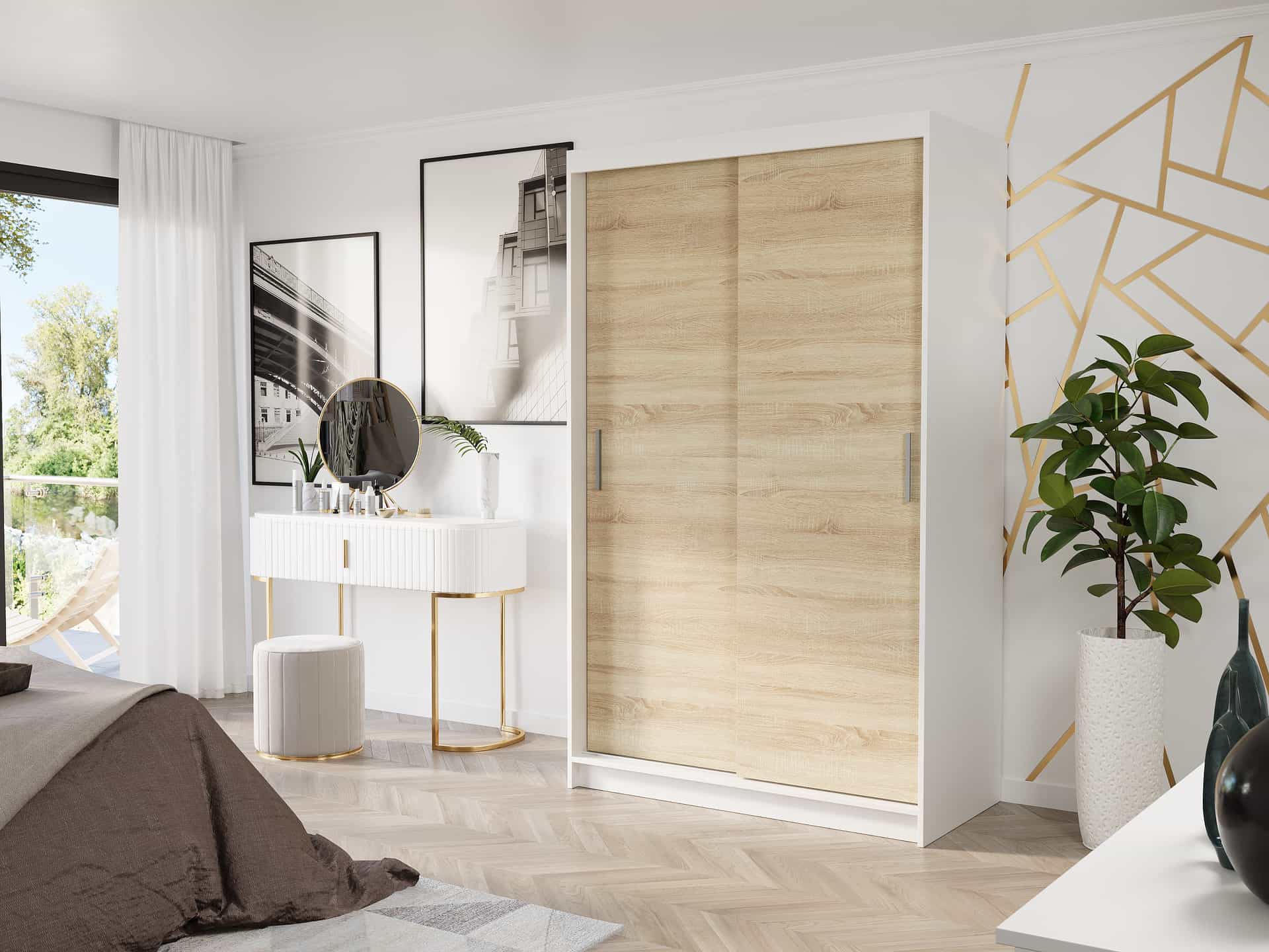 Posuvná skriňa Vega III 120 cm biela 2-dverová sonoma