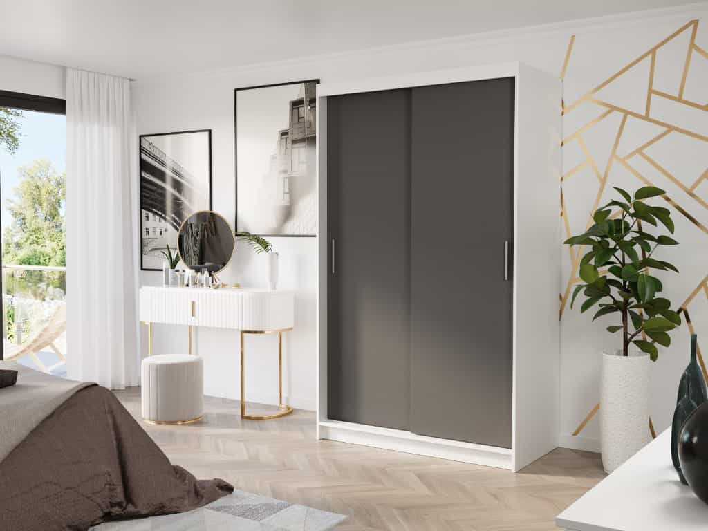 Posuvná skriňa Vega III 120 cm biela 2-dverová antracit