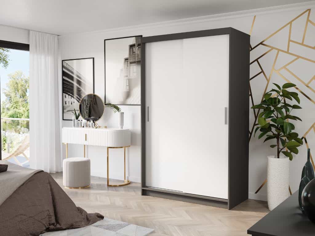 Posuvná skriňa Vega III 120 cm antracit 2-dverová biela