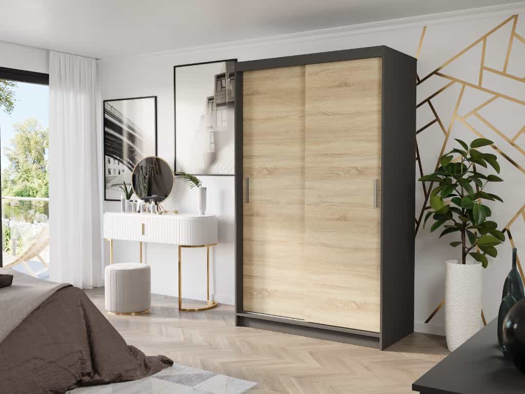 Posuvná skriňa Vega III 120 cm antracit 2-dverová sonoma
