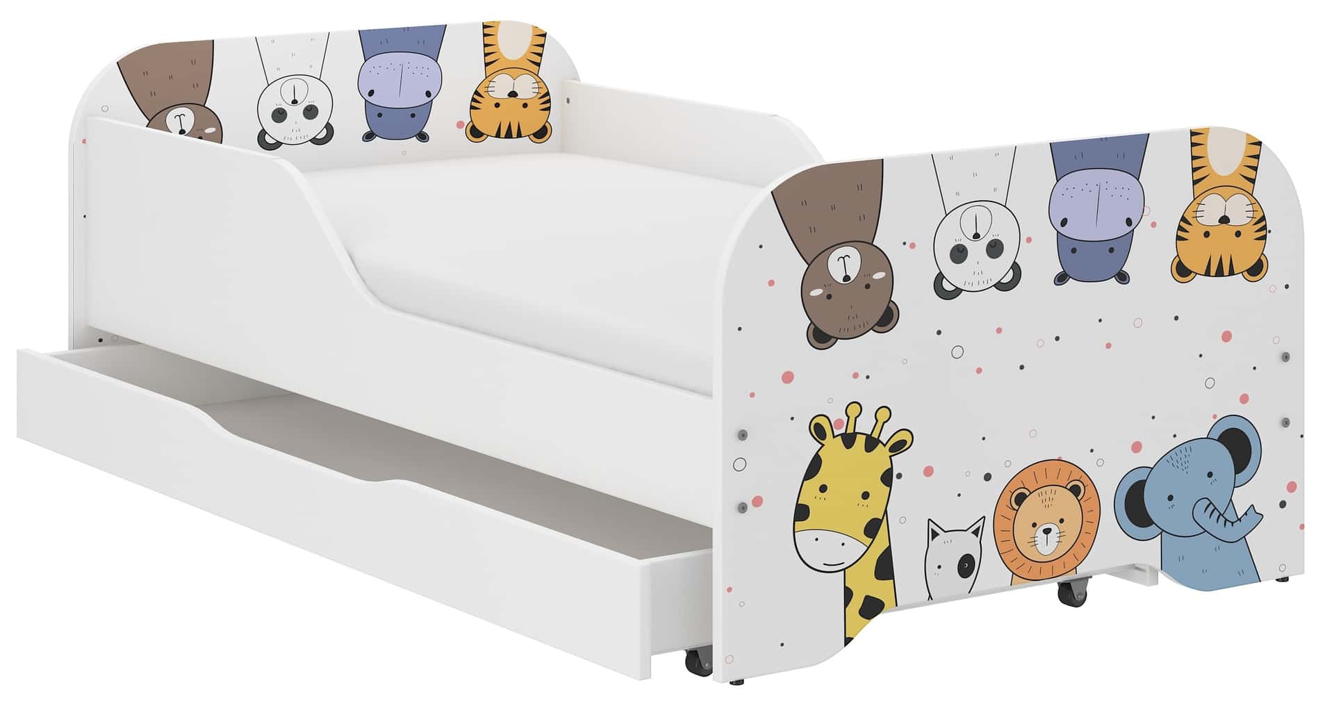 Profilovaná posteľ MIKI 160cm Mini ZOO s matracom