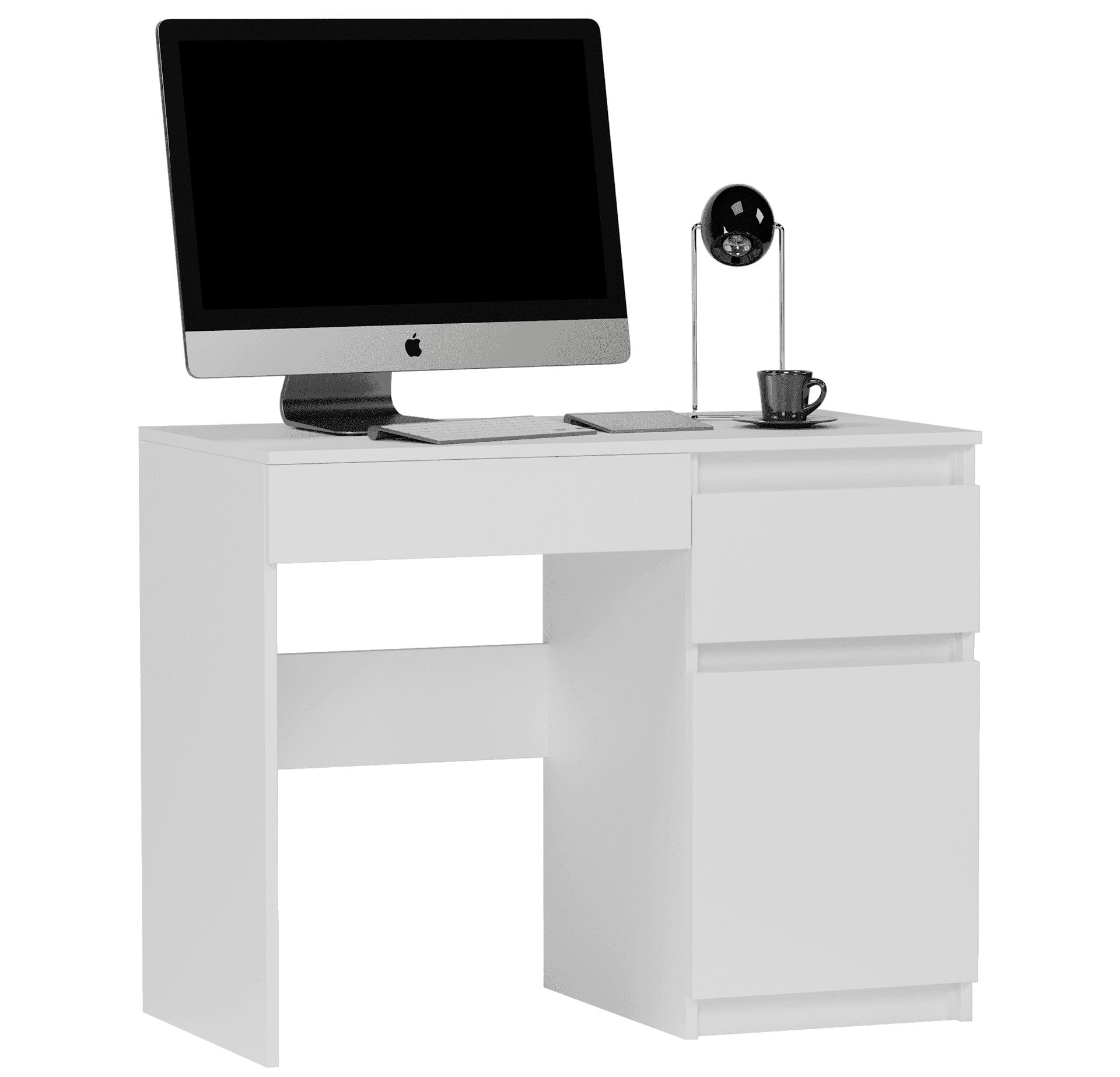 Písací stôl so zásuvkami - Biele - Moderné - N31