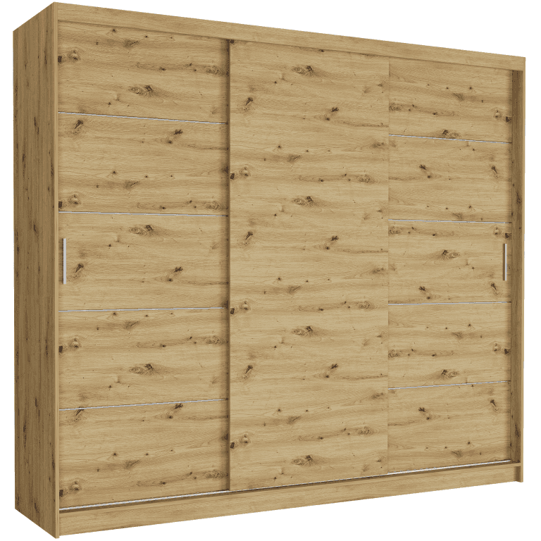 Posuvná skriňa Norvio III 250 cm artisan 3-dverová artisan strieborné priečky