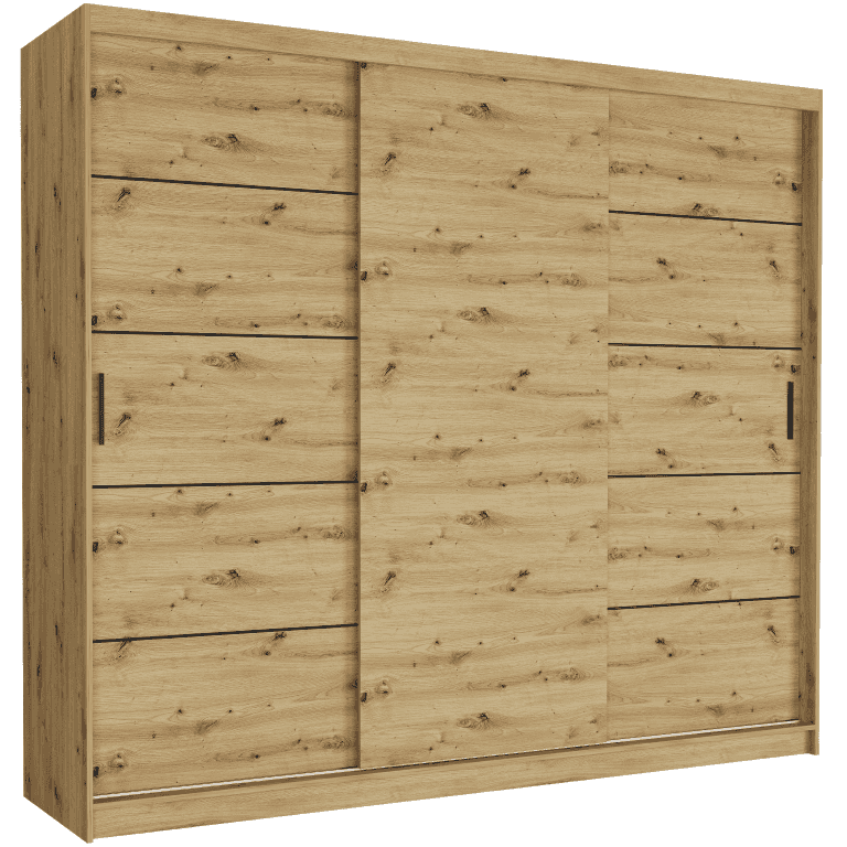 Posuvná skriňa Norvio IV 250 cm artisan 3-dverová artisan čierne priečky
