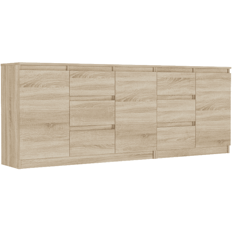 Súprava komód sonoma, 200x76x33 cm spolu (120+80 cm), 6 zásuviek, 3 dvere, Framire R-200-S6