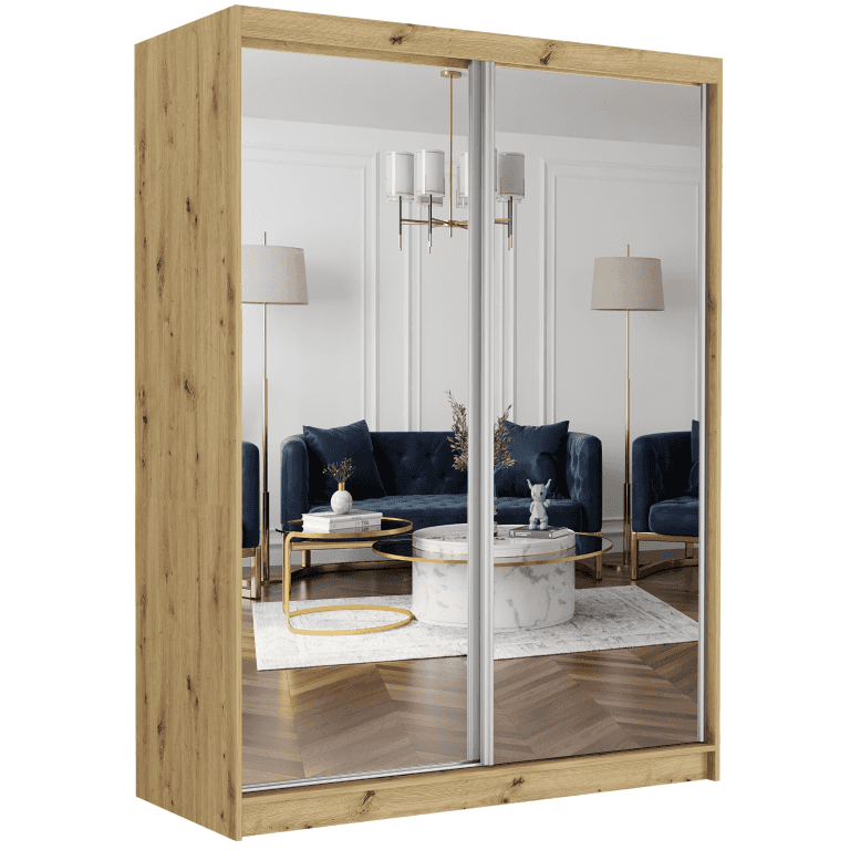 Posuvná skriňa Rivano II 150 cm artisan s 2 zrkadlami 2-dverová