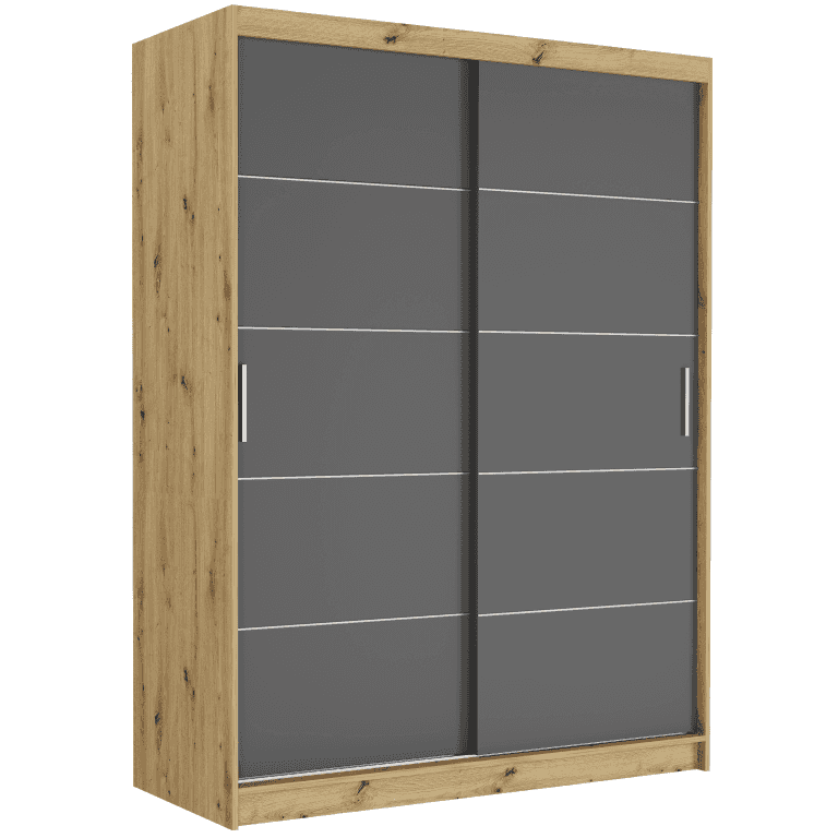 Posuvná skriňa Rivano IV 150 cm artisan 2-dverová antracit strieborné priečky
