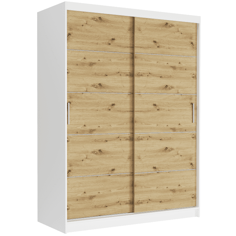 Posuvná skriňa Rivano IV 150 cm biela 2-dverová artisan strieborné priečky