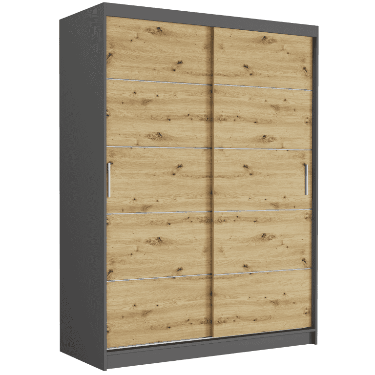 Posuvná skriňa Rivano IV 150 cm antracit 2-dverová artisan strieborné priečky