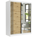 Posuvná skriňa Rivano V 150 cm biela so zrkadlom 2-dverová artisan čierne mriežky