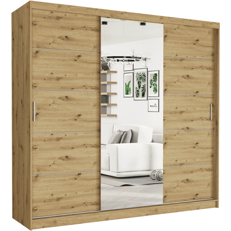 Posuvná skriňa 230 so zrkadlom dub artisan 233 x 218 x 60 cm - SELVIO I