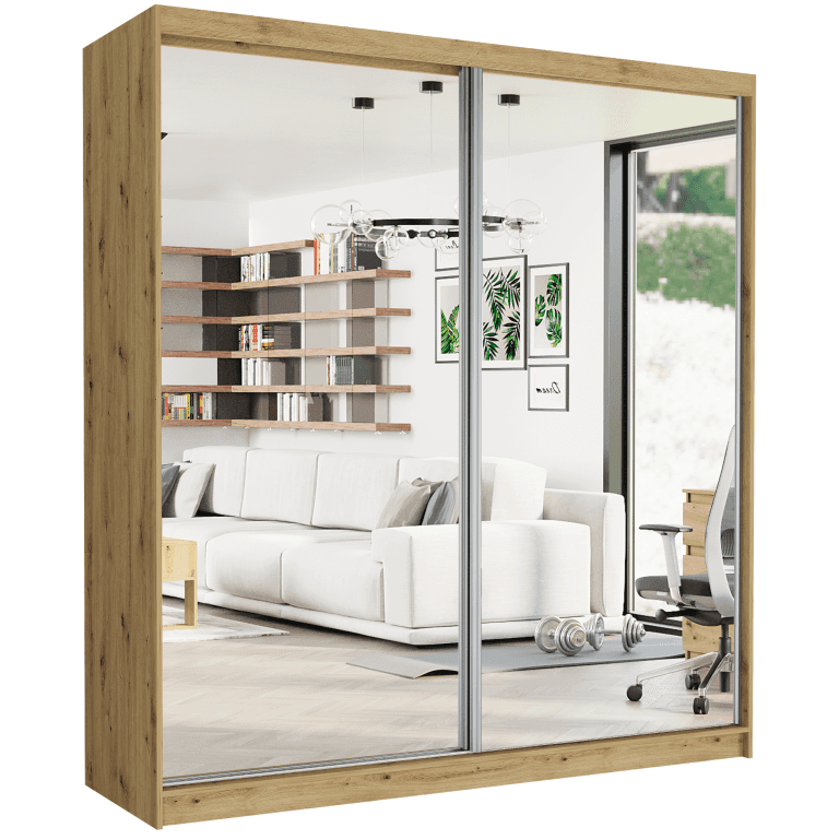 Posuvná skriňa Tivaro II 203 cm artisan s 2 zrkadlami 2-dverová
