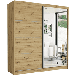 Posuvná skriňa Tivaro VIII 203 cm artisan so zrkadlom 2-dverová artisan strieborné priečky
