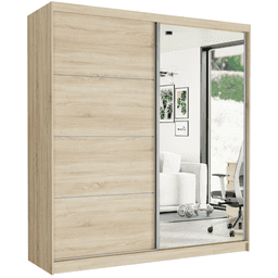 Posuvná skriňa Tivaro VIII 203 cm sonoma so zrkadlom 2-dverová sonoma so striebornými lištami