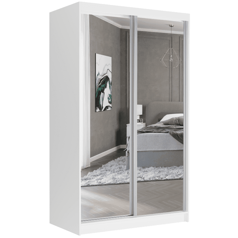 Posuvná skriňa Vega II 120 cm biela s 2 zrkadlami 2-dverová