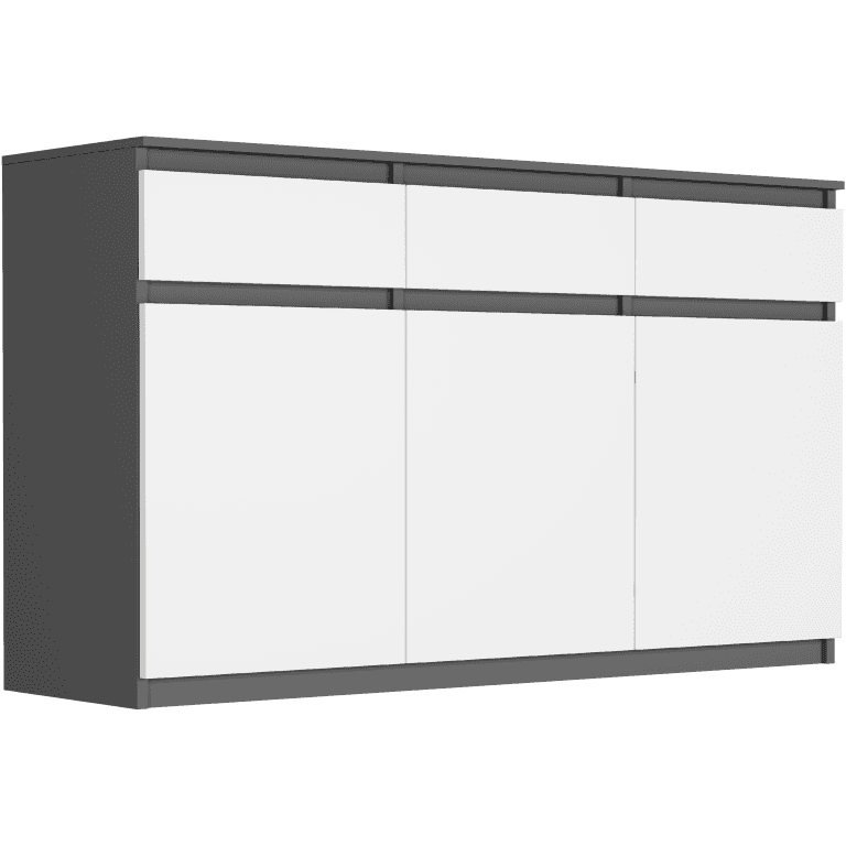 Komoda 3 dverová s 3 zásuvkami mix antracit 120 x 98 x 40 cm Modern S3