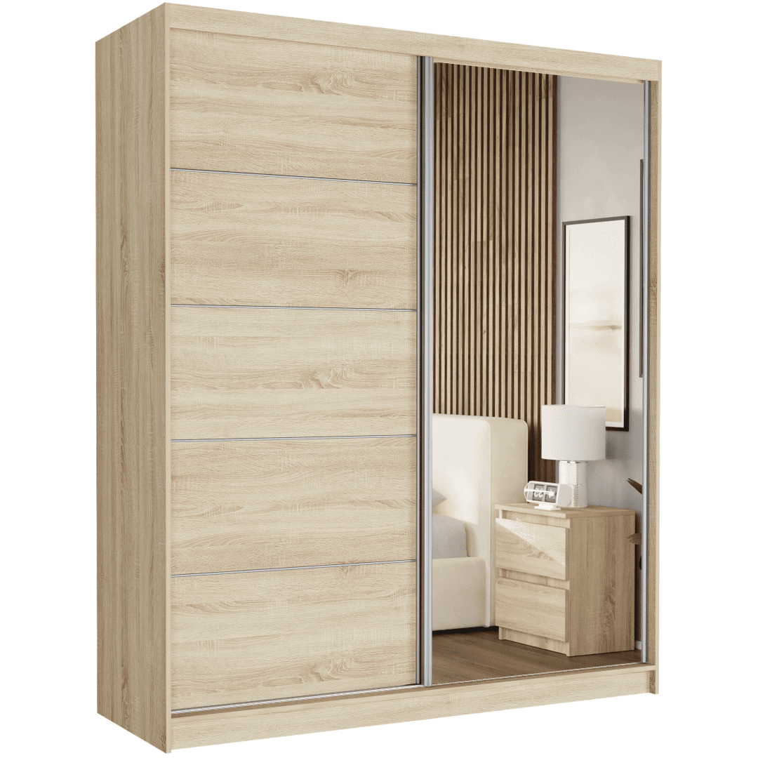 Posuvná skriňa do spálne 183 x 218 x 60 cm dub sonoma - LUNA I