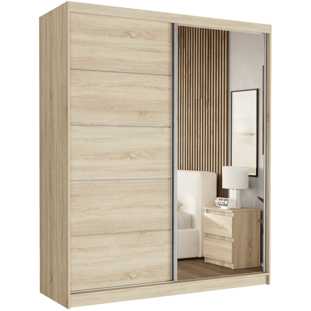 Posuvná skriňa do spálne 183 x 218 x 60 cm dub sonoma - LUNA I