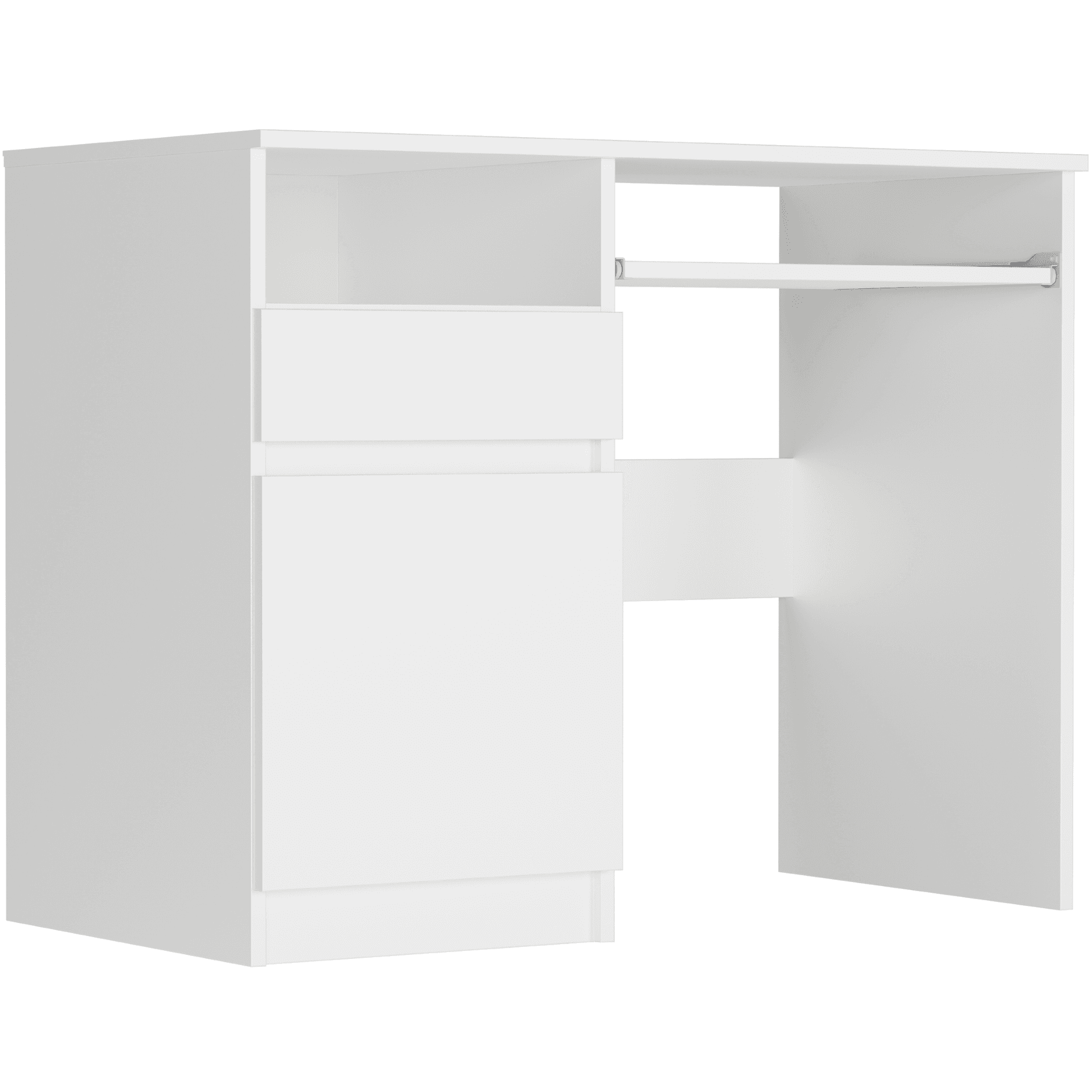 Písací stôl s skrinkou, ľavý, biely, 90 x 50 cm, moderný štýl N35 – video produktu