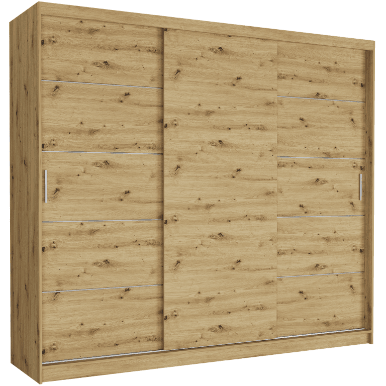 Posuvná skriňa Norvio III 250 cm artisan 3-dverová artisan strieborné priečky