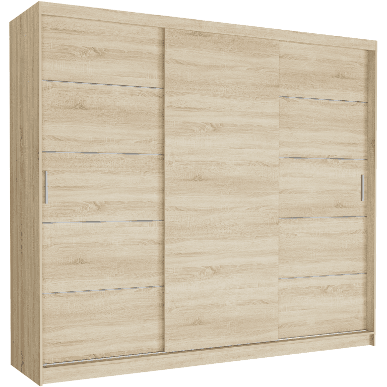 Posuvná skriňa Norvio III 250 cm sonoma 3-dverová sonoma strieborné priečky